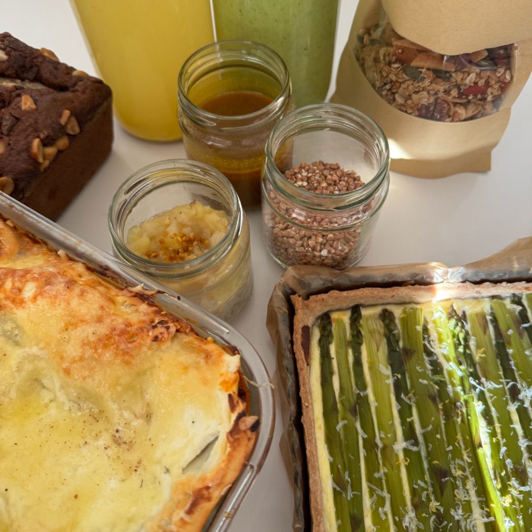 Bone broth, lasagne & quiche menu by Marie